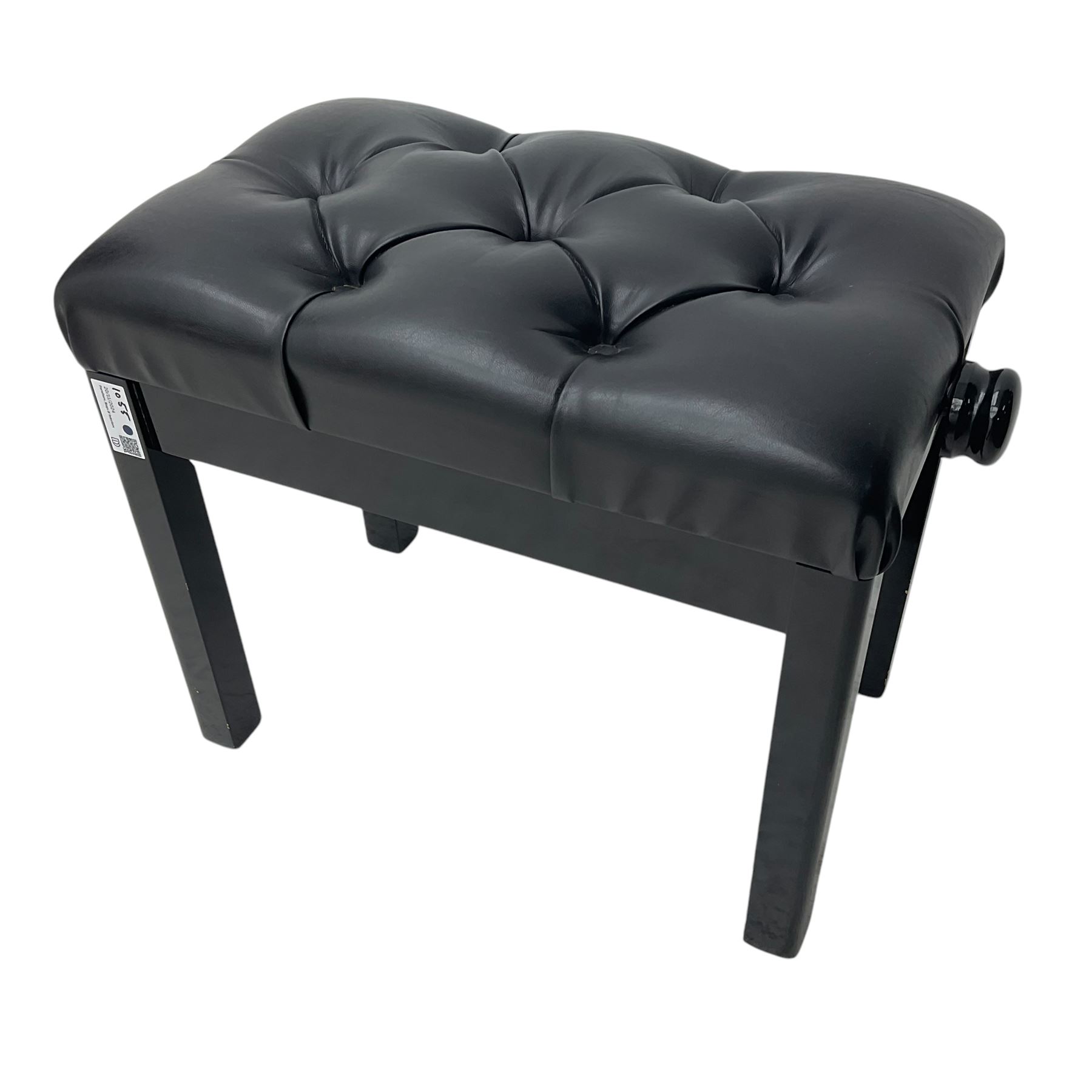 Roland - HP-109 digital mini-grand piano, in black high gloss lacquered case, on square tapering supports with spade feet and brass castors; together with matching adjustable stool 