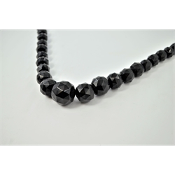  Victorian Whitby jet necklace approx 84cm & large brooch 6.3cm  
