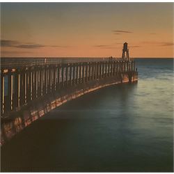 Lee Wilson (British Contemporary): Whitby Pier, large colour photographic print 68cm x 68cm