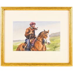 Diego Ferrer (Argentinian Contemporary): Gauchos on Horseback, set of three watercolours signed and variously dated, each approx. 22.5cm x 14.5cm (3) (one unframed)