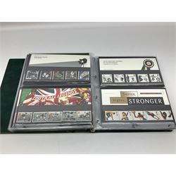 Queen Elizabeth II presentation packs, face value of usable postage approximately 110 GBP, housed in a 'Kestrel Cover Album'