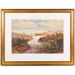 Alfred George Morgan (British 1848-1930): View Over Whitby and Dockyard, two watercolours signed, 34cm x 52cm and 23cm x 33cm (2)