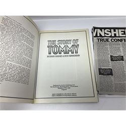 Pete Townshend 'The Who' - archive of correspondence with John Bycroft of Hull acknowledging receipt of various song lyrics sent by him to Townshend 1977 - 1982; comprising eighteen letters on varying letter heads including personalised; embossed; The Boathouse Ranelagh Drive Twickenham; No.2 The Embankment Twickenham; and Eel Pie Music; there are two undated manuscript letters signed Pete; and sixteen typed letters either signed Pete Townshend (3), Pete (4), Judi (Waring), Lin (Gibson) or Carla Rankine; together with The Story of Tommy by Richard Barnes and Pete Townshend and two other books on The Who.