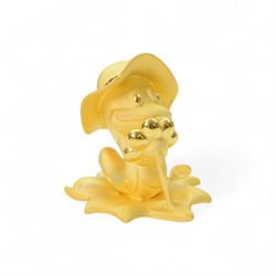 24ct gold model of a snake wearing a hat on a leaf with a sunflower, within a display case, with original box, retailed by Chow Tai Fook Jewellery, Hong Kong
