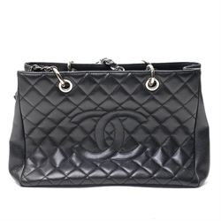 Chanel - black GST Grand Shopping Tote, caviar leather with classic diamond quilting and large embroidered CC logo to the centre front, with polished silver-tone hardware, a rear patch pocket, chain and leather handles, and an open top with three main interior compartments, 2009-2010, serial number 13547470