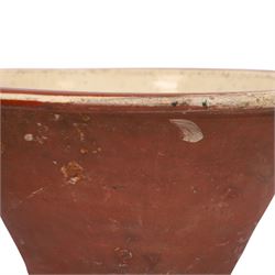 19th century pancheon, of tapering circular form, the glazed interior with slip decoration H20cm, D42cm 