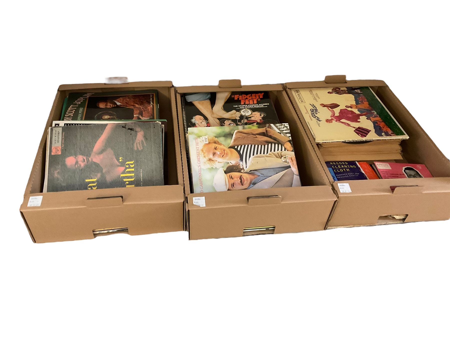 Collection of records, together with portable record player 
