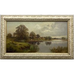 Creswick Boydell (British fl.1889-1916): 'Luddington on the Avon' Warwickshire, oil on canvas signed, titled on the stretcher 44cm x 85cm