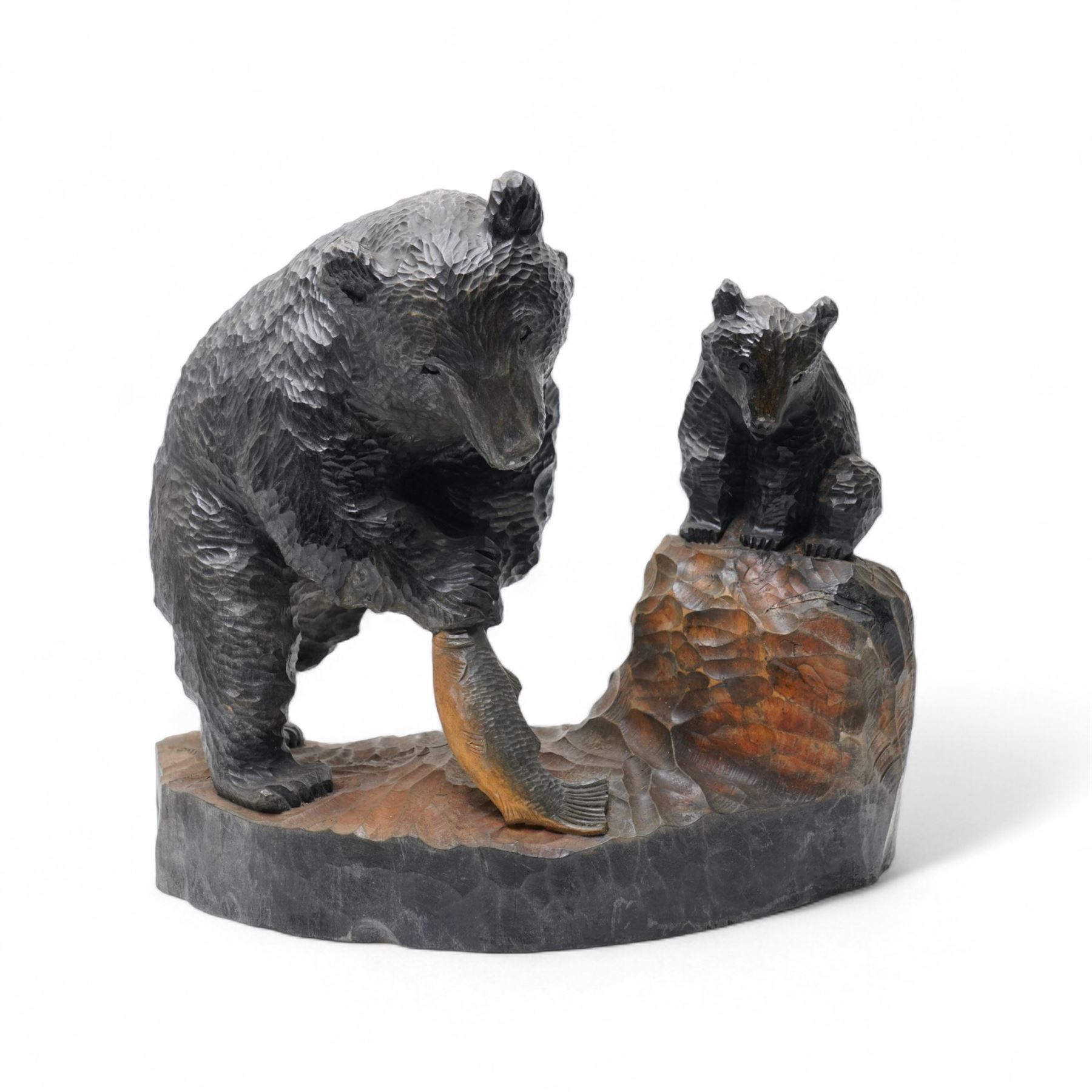 Black Forest style group of a bear and cub H34cm