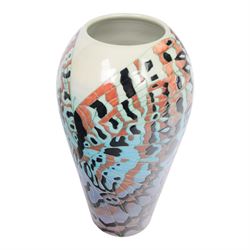 Dennis Chinaworks, Butterflies, trial vase, dated 2001, baluster form, decorated with butterflies, painted and stamped beneath, H32cm