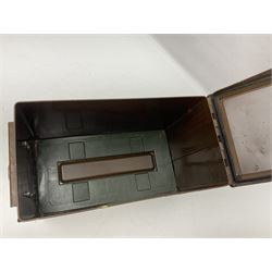 Miscellaneous shooting accessories - W.J. Bowman & Sons clay pigeon launcher; two leather cartridge belts; three cartridge bags; two canvas/leather game bags; and two metal/wooden cartridge boxes