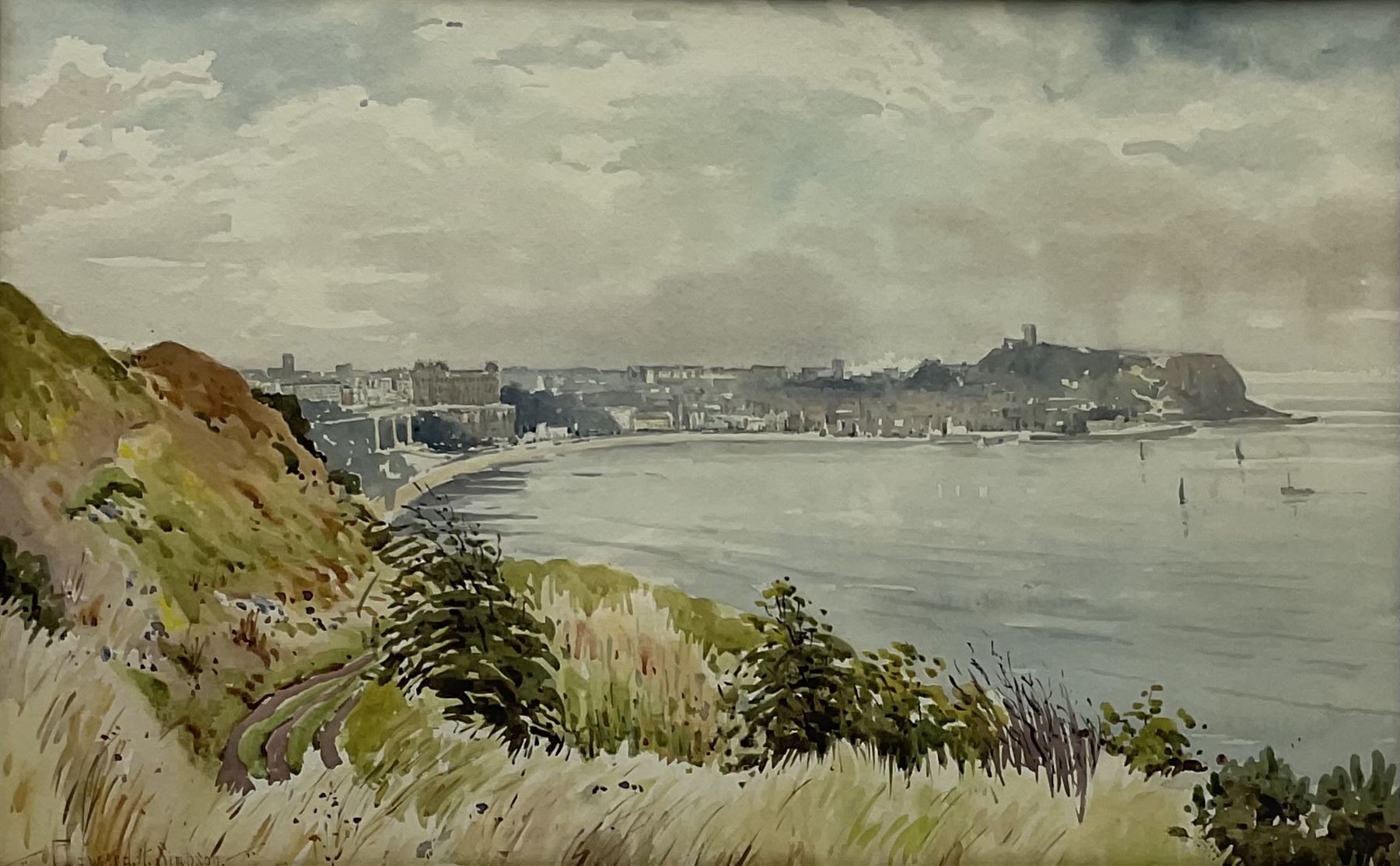 Edward H Simpson (British 1901-1989): Scarborough from Holbeck Gardens, watercolour signed 33cm x 53cm