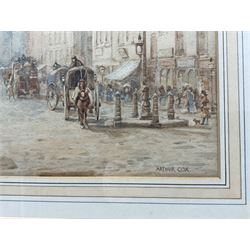 Charles Arthur Cox (British 1857-1936): 'Castle Street - Liverpool', watercolour signed and dated 1884, 32cm x 42cm 