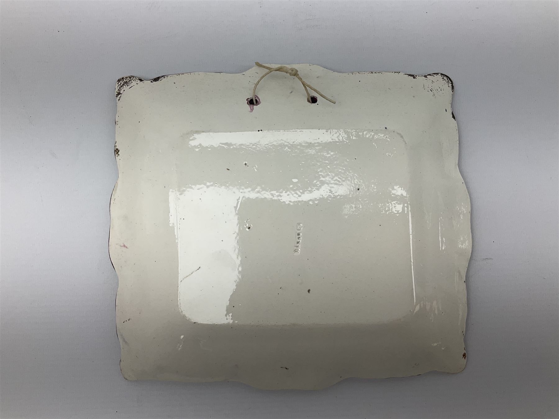 19th century Sunderland pink lustre wall plaque, inscribed 'Behold God will not cast away a perfect man, neither will he help the evil doers', H20cm