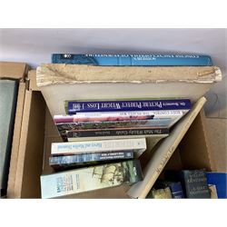Collection of books to include Mr Soloski's Cats by Joan Lamburn, The Poets of the Nineteenth Century, The Works of Robert Louis Stevenson in ten volumes etc, in four boxes 