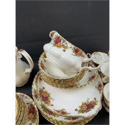 Royal Albert Old Country Roses pattern coffee and dinner service for six, including coffee pot, coffee cups and saucers, dinner plates, side plates, bowls etc 