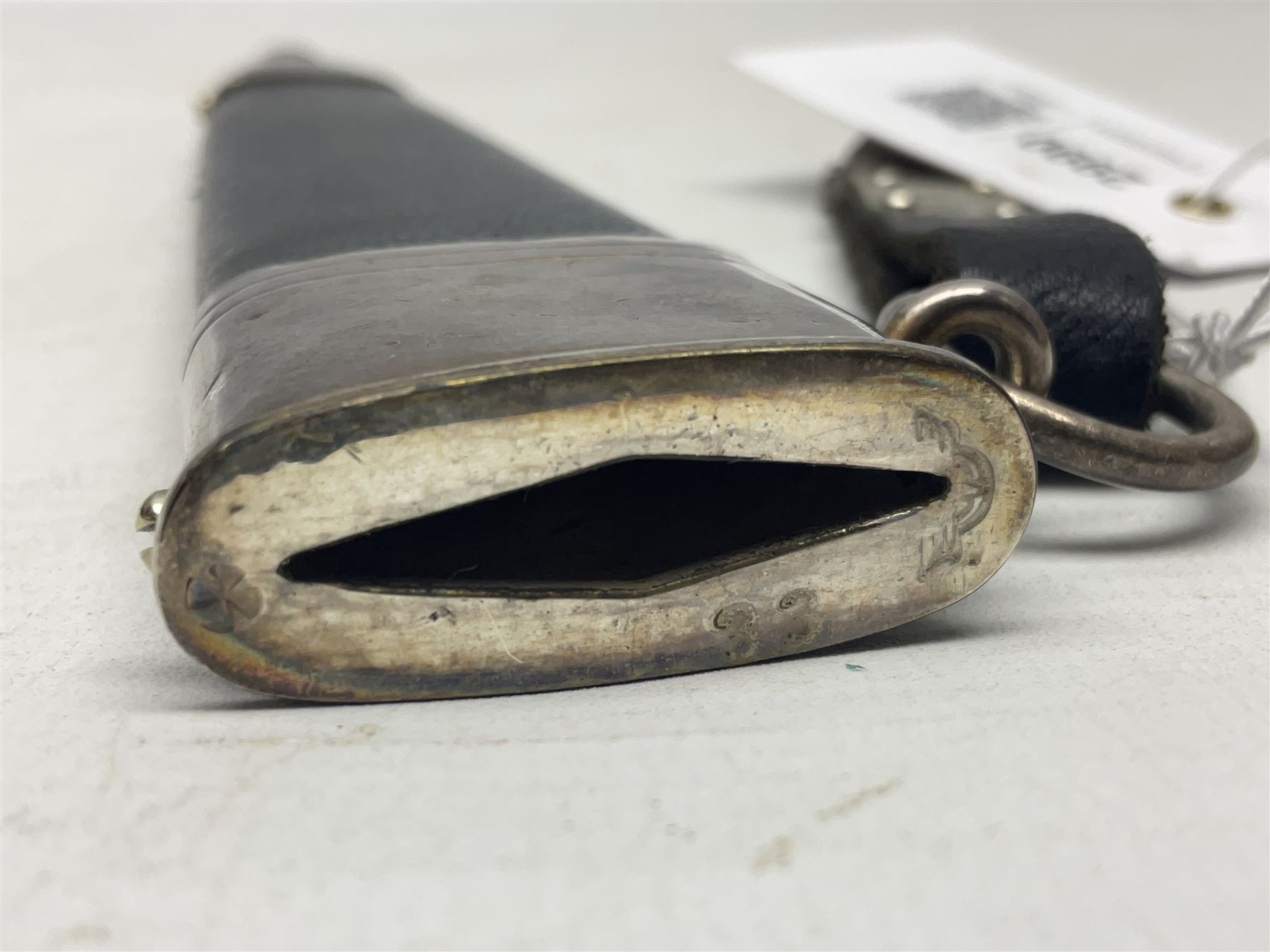 German Paul Weyersberg & Co Solingen DLV flyers dagger with 18cm steel blade, plated brass/tombac downswept cross-piece and pommel and leather covered grip, in leather and plated brass/tombac scabbard with leather hanger strap and silvered knot L35cm overall. Auctioneer's Note: After WWI Germany was forbidden an air force by the Treaty of Versailles however the Deutscher Luftsport-Verband (German Air-sport Association) was formed in March 1933 from various sports flying clubs and had branches for aeroplane, gliding and balloon flying. Under cover of the sporting DLV, many future Luftwaffe pilots trained to fly. DLV was embodied with the NSKK in March 1935 and on 1st March 1937 Luftwaffe was formed.