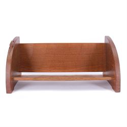 Mouseman - adzed oak book trough, curved end supports, carved with mouse signature, by the workshop of Robert Thompson, Kilburn