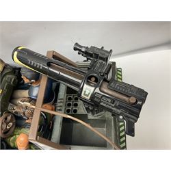 Action Man - Hasbro Strike Force Battle Tank by Sunny Smile; jeep; ten various period dressed figures; and quantity of weapons and other accessories including motorcycle etc
