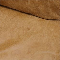 Barker & Stonehouse - 'Houston' brown leather corner sofa with left facing chaise sofa, fixed cushions on dark stained wooden legs