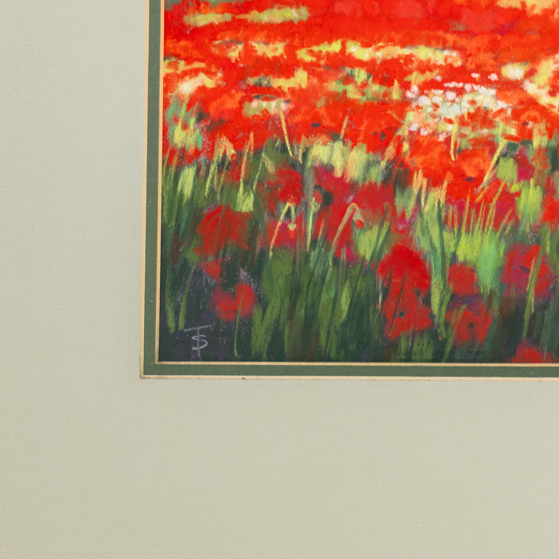 Shirley Trumble (Yorkshire 1937): 'Bluebells' and 'Sunlit Poppies II', pair of pastels signed with monogram, titled on artist's label verso max 46.5cm x 61.5cm (2)