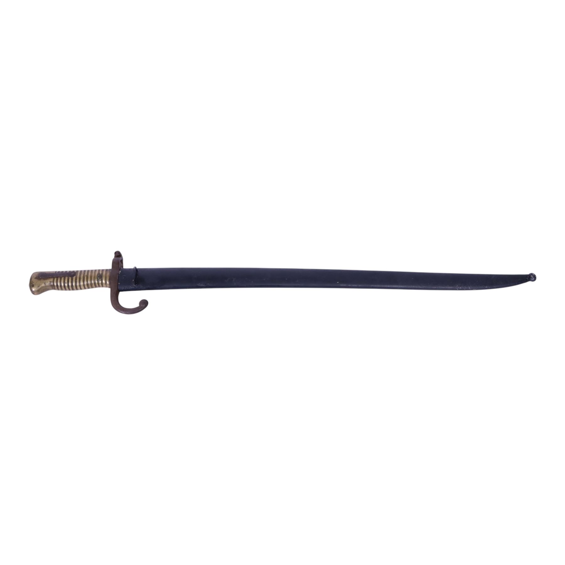French 1866 Chassepot bayonet, with steal scabbard, overall L71cm 