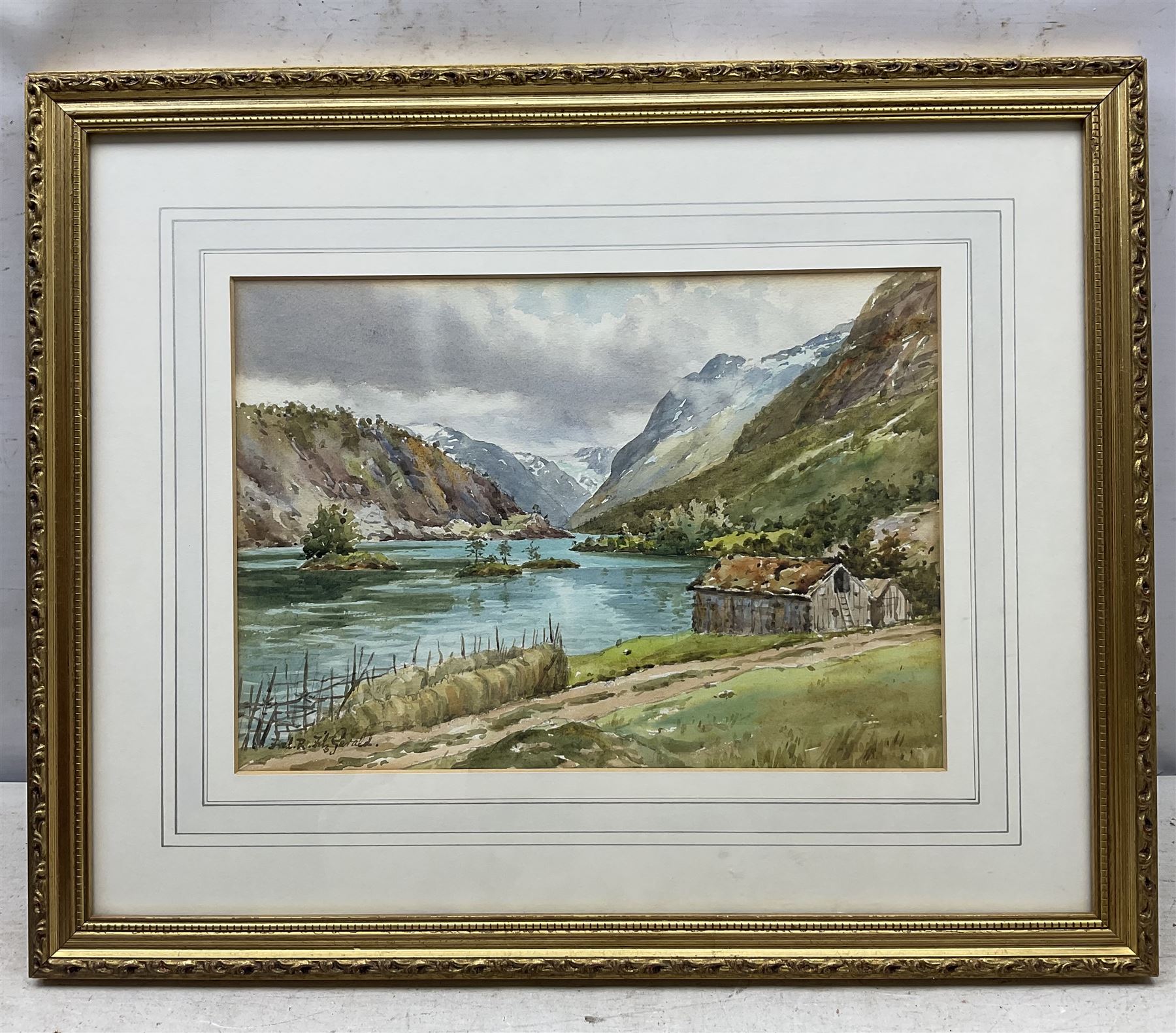 Frederick Richard Fitzgerald (British 1869-1944): Norwegian Fjord Landscape, watercolour signed 22cm x 32cm