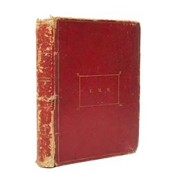 Victorian scrap book intricately worked with scraps heightened in watercolour with crests,...