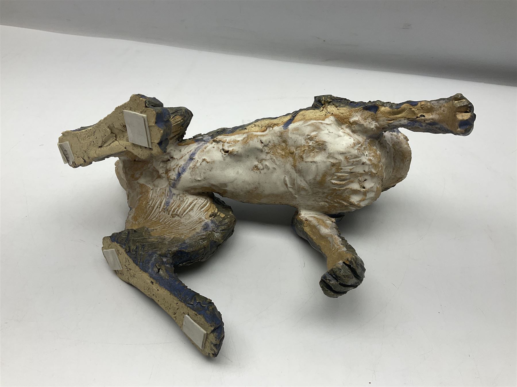 Studio pottery novelty jar and cover modelled as a hare raised upon its back legs, by Chris Attlesey, H38cm 