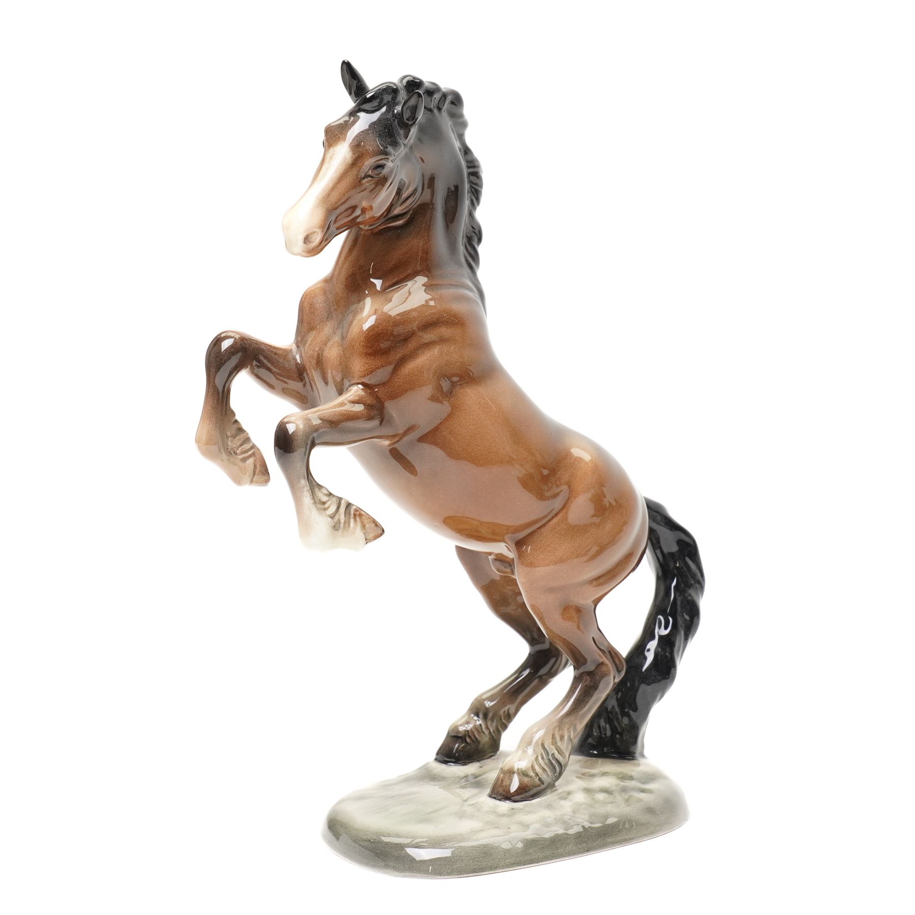 Beswick Barnacle Goose no. 1052, withdrawn 1968, stamped to base, and a Beswick rearing Welsh cob, in brown gloss, no. 1014 (2)