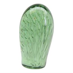 Four Victorian green glass dump paperweight with air bubble inclusions, H16cm