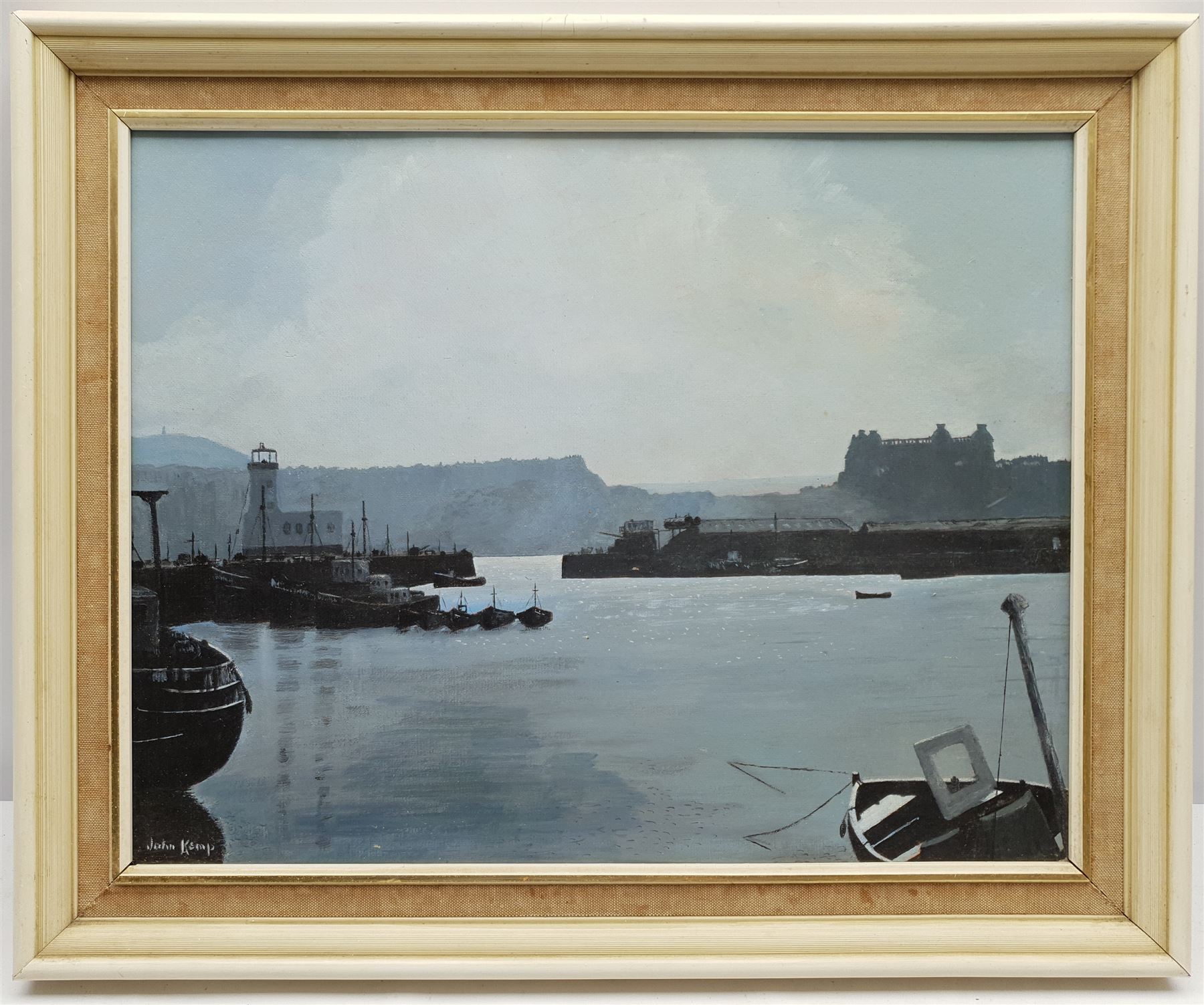 John Kemp (British 20th century): Summer Scarborough Harbour, oil on board signed 34cm x 44cm