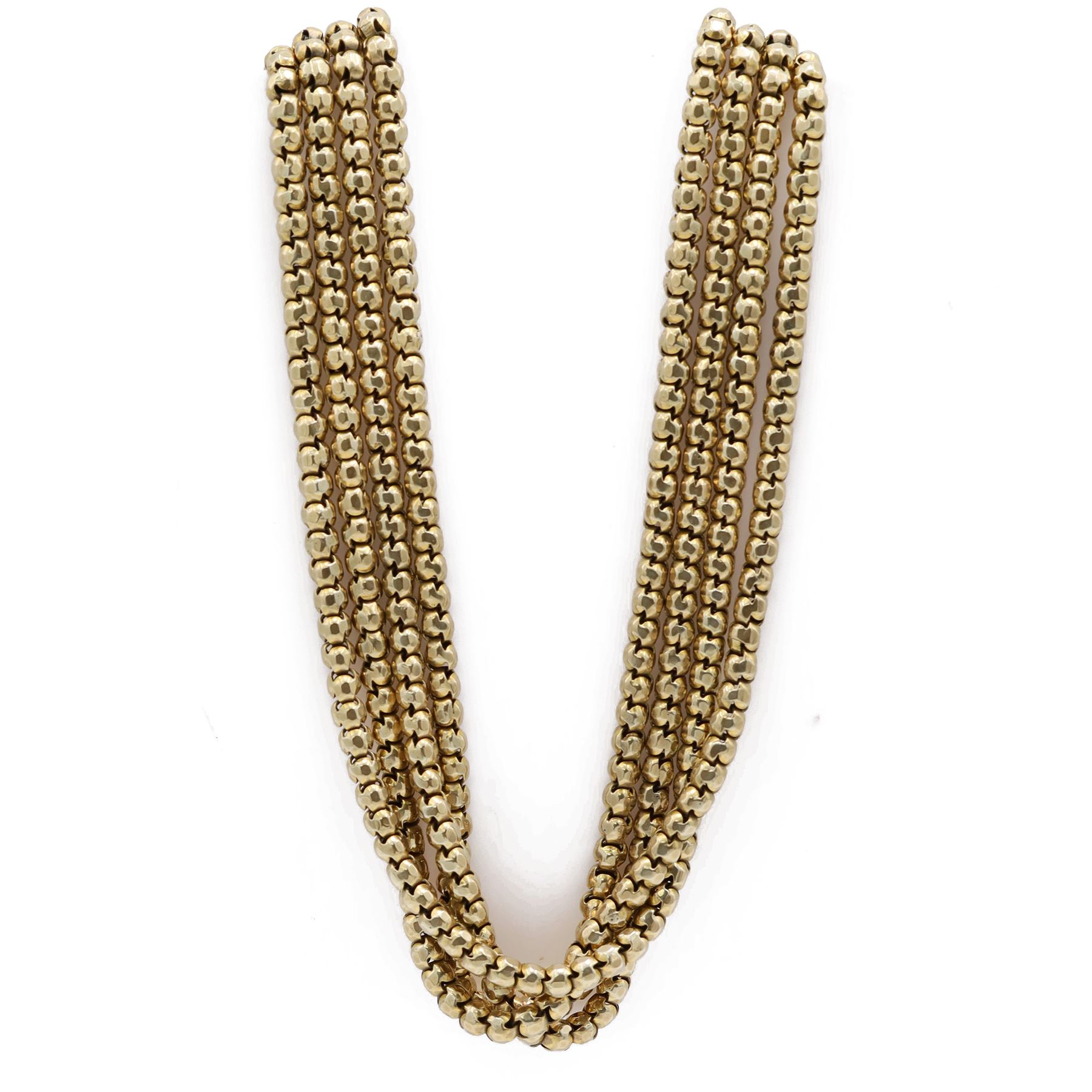 19th century 8ct gold four strand faceted bead necklace