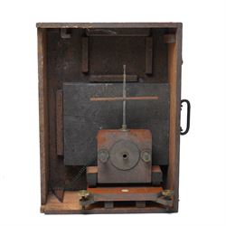 Late 19th century engineering or mechanics teaching apparatus, from Professor Stuarts Workshop Cambridge University, written on central inlaid bone plaque, within case, H48.5cm x W36cm 
Notes: Stuart was the first true professor of Engineering at Cambridge between 1875-1890. He persuaded the University to give him a wooden hut to serve as a workshop, on the condition that he furnish and equip it at his own expense. Charles Darwin and Gladstone were among the early visitors to admire the new facility in 1878. This equipment would have been used in the aforementioned workshop.
Provenance: Property of a Nobleman.  