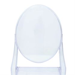 In the manner of Kartell Louis 'Ghost' chairs, transparent moulded plastic, with oval backs and shaped seats, raised on tapering supports
