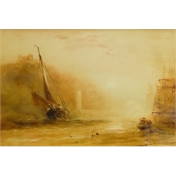  Henry Barlow Carter (British 1804-1868): Running Out of Whitby, watercolour with scratching out signed 30cm x 45cm  
