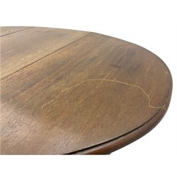 Early 20th century oak barley twist drop leaf dining table (105cm x 154cm, H74cm), and four chairs 