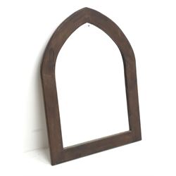 *Pointed arch wall mirror in stained pine frame, 80cm x 110cm