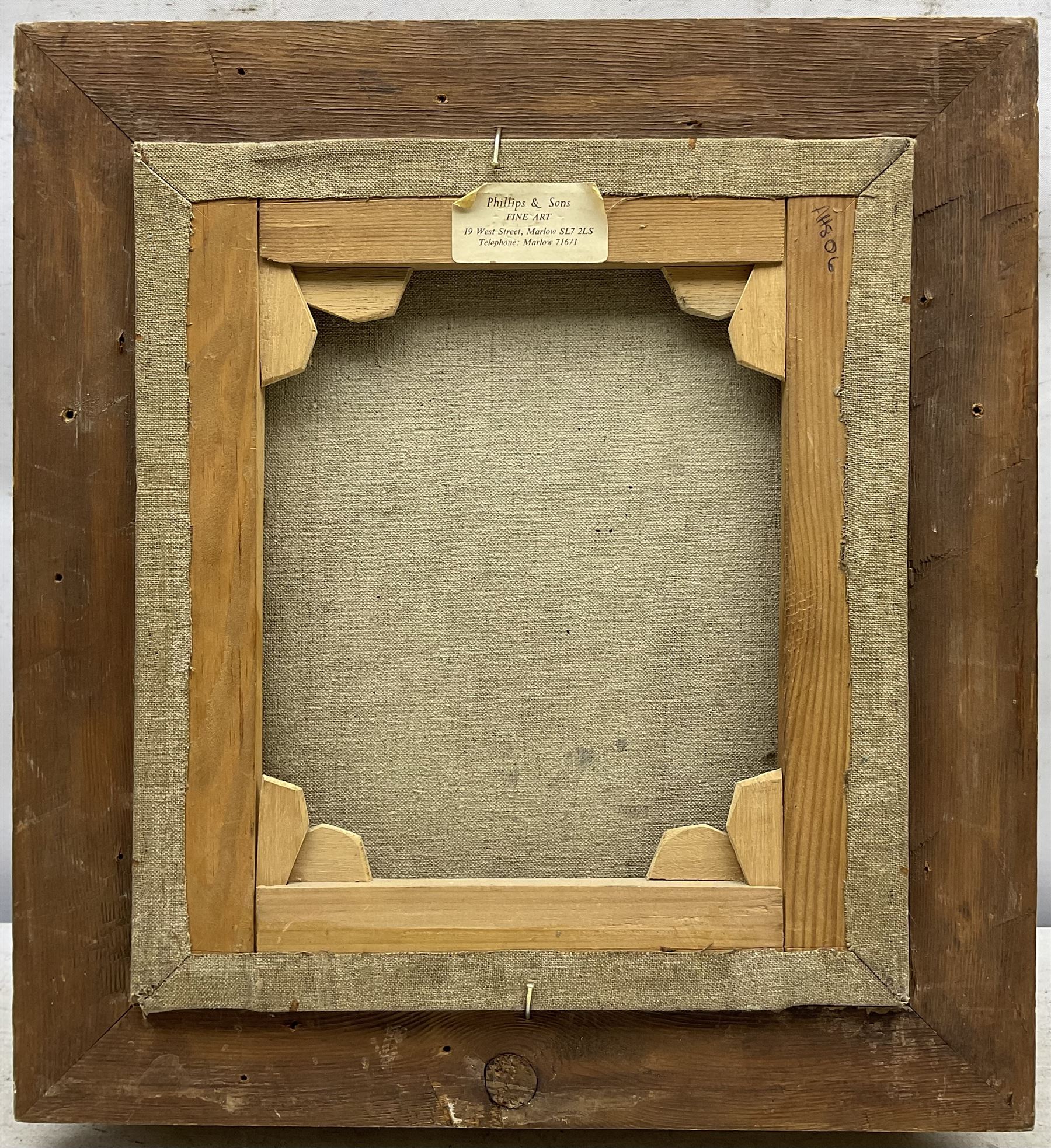 Frederic Stuart Richardson (Staithes Group 1855-1934): Upon Horseback by the Canal Side, oil on canvas signed 26cm x 23cm 
Provenance: exh. Phillips & Sons, Marlow, label verso