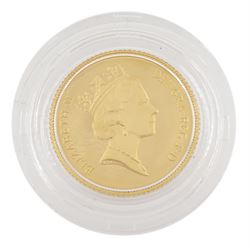 Queen Elizabeth II 1985 gold proof half sovereign coin, cased with certificate