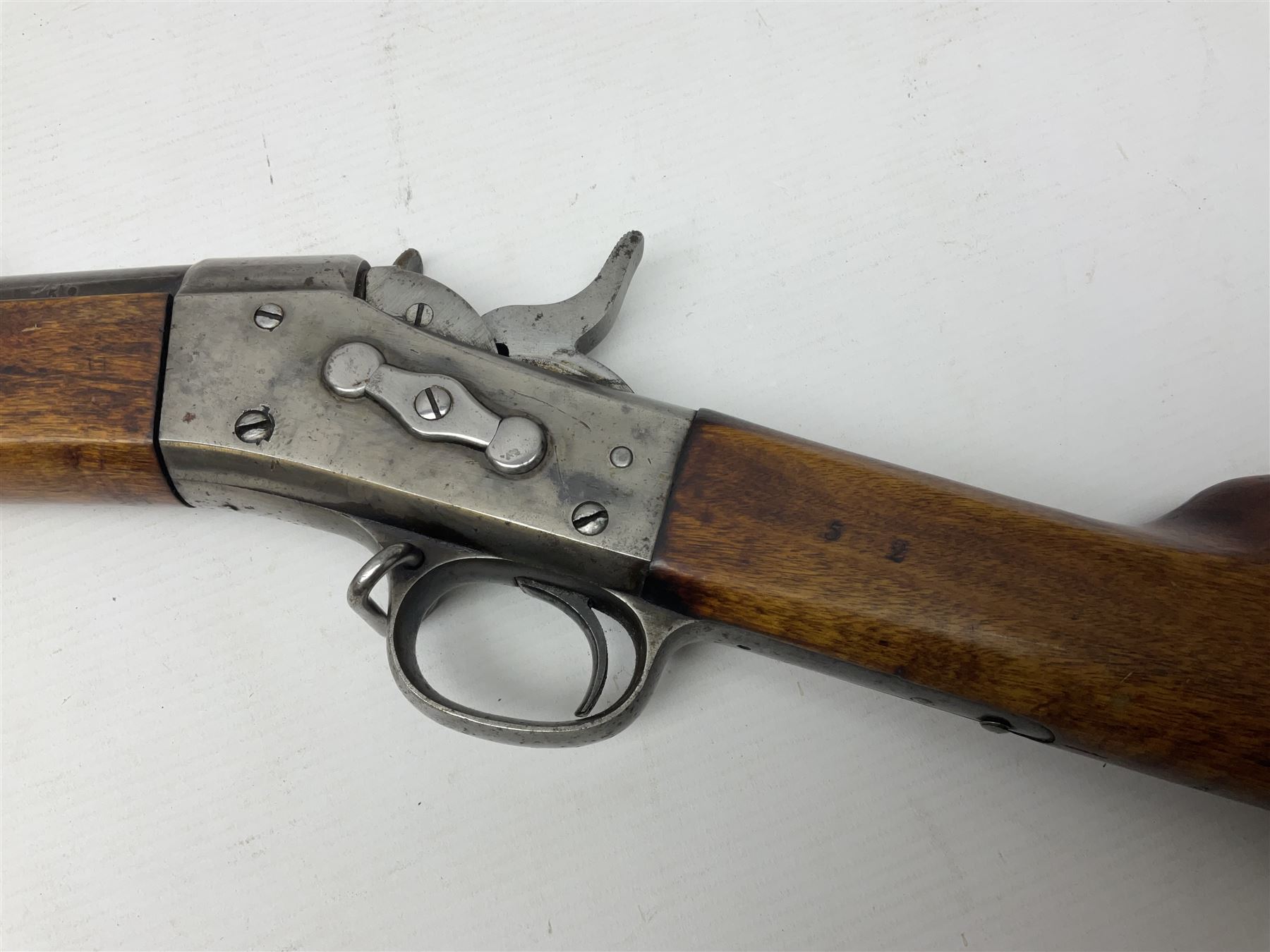 Late 19th century Swedish .50 cal. rolling block centre fire Remington rifle, the 95cm(37.5