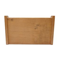 Mouseman -  oak letter rack, three tiered with carved mouse signature, by the workshop of Robert Thompson, Kilburn, W33cm