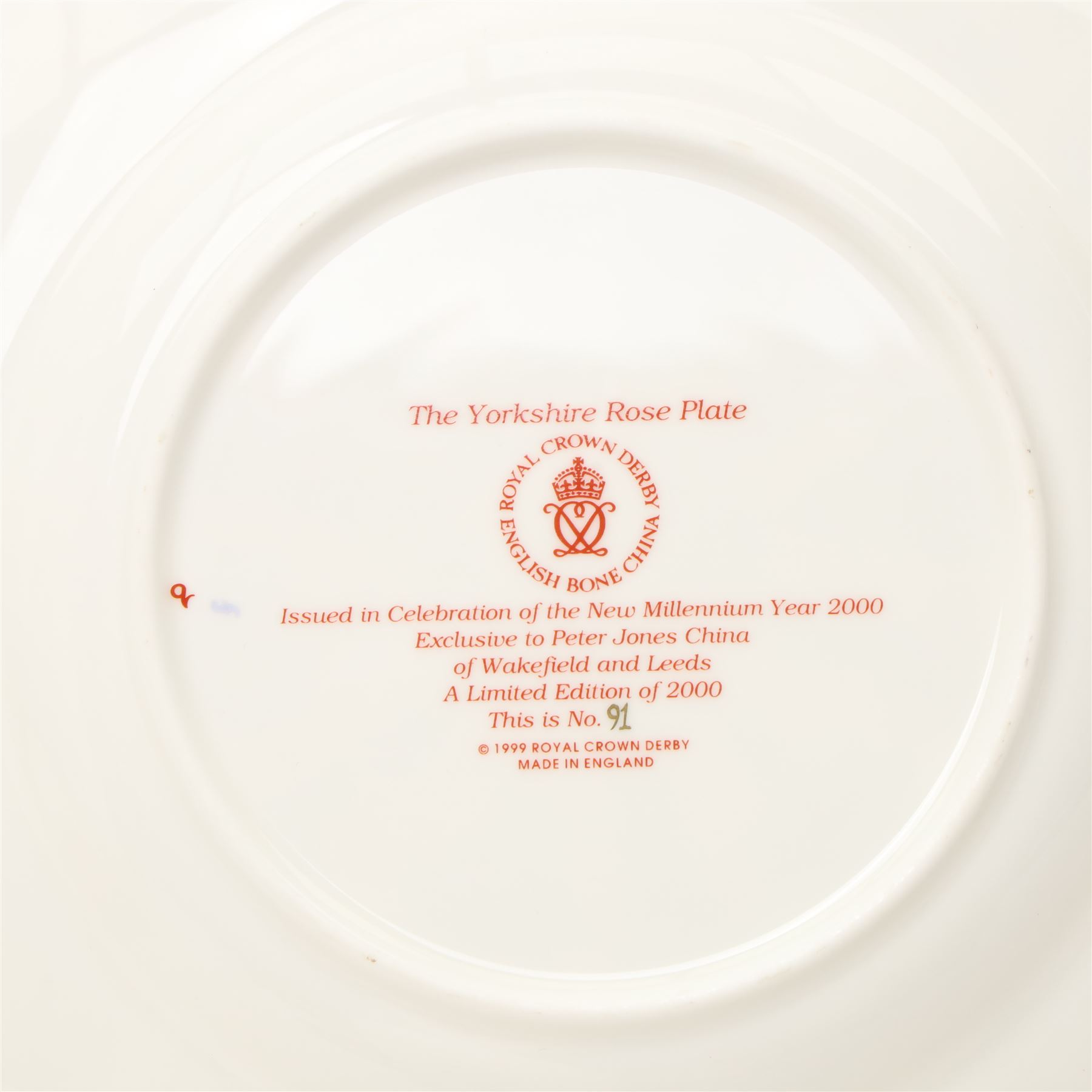 Royal Crown Derby pattern 2451 items, comprising smaller and larger coffee cans with saucers, crescent pin tray and plate (D23cm), together with a boxed Yorkshire Rose pattern plate, and a 1999 'Rabbit' year tray