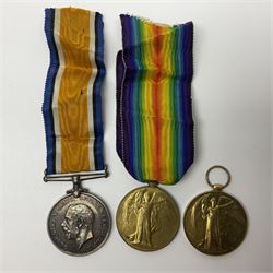 WW1 trio of medals comprising British War Medal, Victory Medal and 1914-15 Star awarded to S/4 091131 Pte. B.T. Day A.S.C.; and WW1 pair of medals comprising British War Medal and Victory Medal awarded to 240653 Gnr. E. Stephenson R.A.