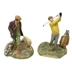 Two Heredities figures, Golfer no PPP39 and Gamekeeper and Labrador no PPP40, tallest H19.5cm