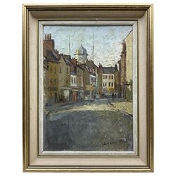 Margaret Peach (British 20th century): Street Scene, oil on canvas signed 34cm x 25cm