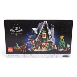 Two Lego Winter Village Collection sets, comprising Elf Club House no. 10275 and Alpine Lodge no. 10325, both boxed