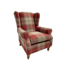 Next Home - wingback armchair, upholstered in checkered fabric 
