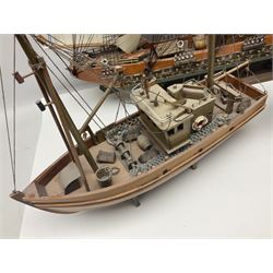 Wooden scale model model of a galleon 'Fragata Siglo XVIII ship, together with three mast scratch built ship and one other, fragata H78cm