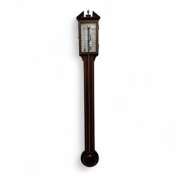 20th century-replica 18th century mercury stick barometer, in a mahogany case with a broke...